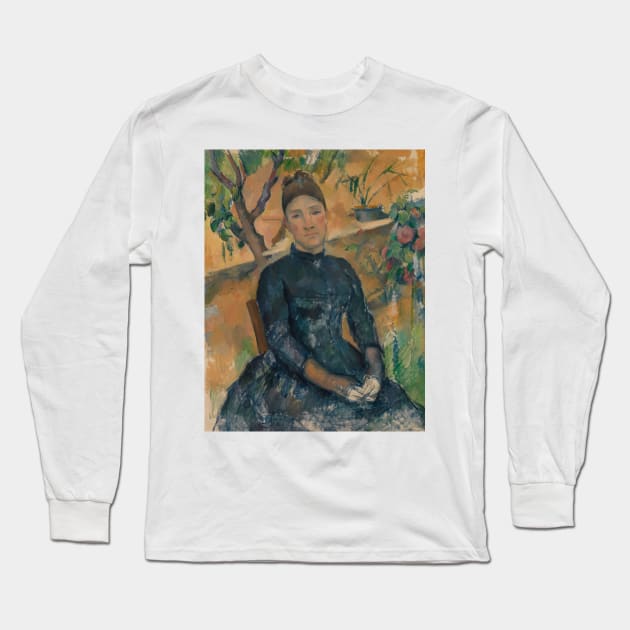 Madame Cezanne (Hortense Fiquet, 1850-1922) in the Conservatory by Paul Cezanne Long Sleeve T-Shirt by Classic Art Stall